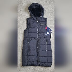Nwt -Reebok Womens Black Hooded Quilted Vest| Winter Ready